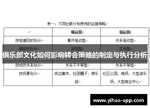 俱乐部文化如何影响转会策略的制定与执行分析