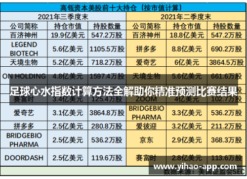 足球心水指数计算方法全解助你精准预测比赛结果